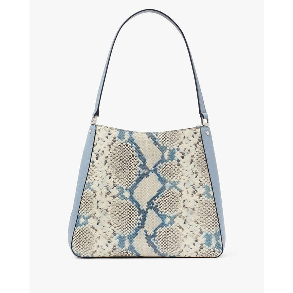 NWT Kate Spade Leila Snake Blue & Tan Medium Triple Pocket Shoulder Bag New - Picture 8 of 8